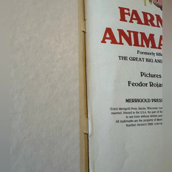 VINTAGE 1991 Farm Animals Children’s Illustrated Hardcover Book - Picture 5 of 13